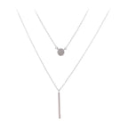 925 Silver Double Chain Pendant Necklace for Women Geometric Zircon Design