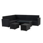Panana Rattan Garden Sofa Set, 8-Seater - Coffee Table & Stool, Grey