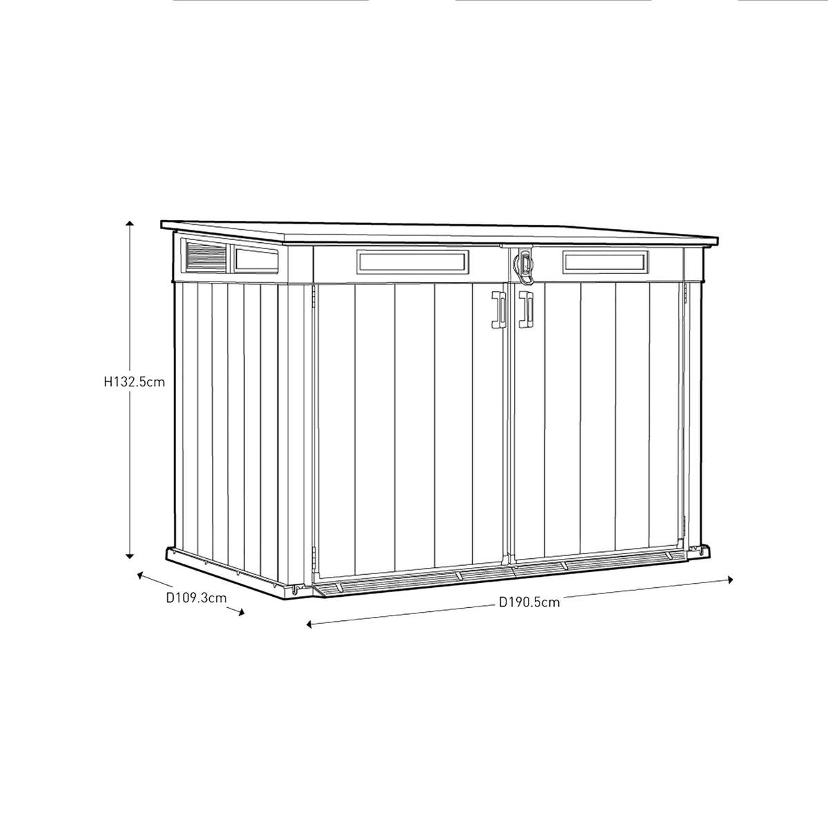 Keter Grande Store Garden Shed, Double Door - Duotech, Grey