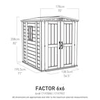 Keter Factor Apex Garden Shed, Double Door - 6 x 6 ft, Beige