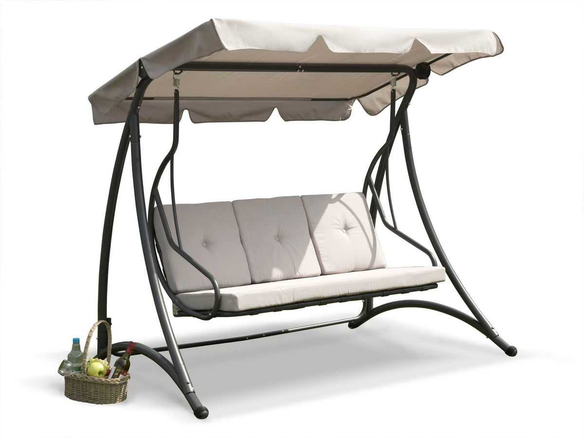Garden Store Direct Somerset Swing Chair, 3-Seater - Hammock Bench, Grey