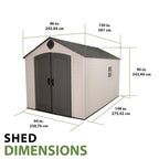 Lifetime 60310 Garden Storage Shed - 7 x 9.5 ft (213 x 289cm), HDPE, Tan