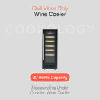 Cookology Wine Cabinet - 60L Under-Counter, 20-Bottle, Black
