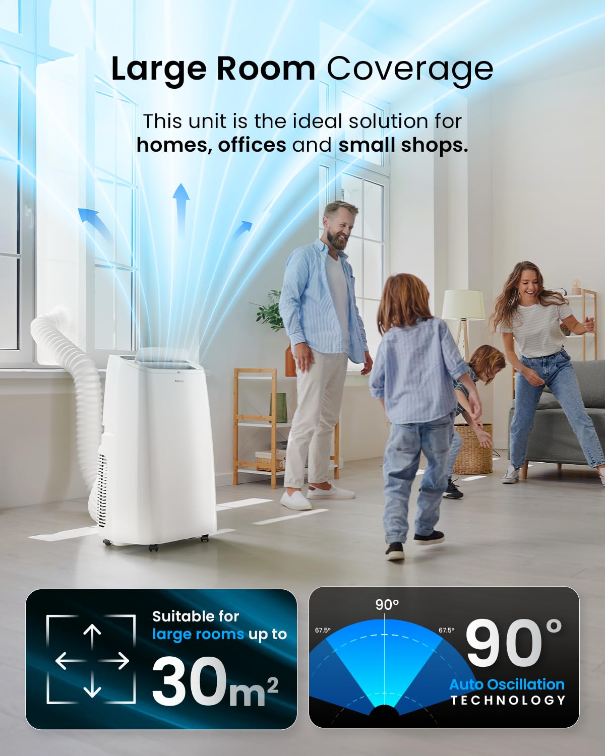 Pro Breeze 4-in-1 Powerful Portable Air Conditioner 12,000 BTU - Smart Home WiFi Compatible