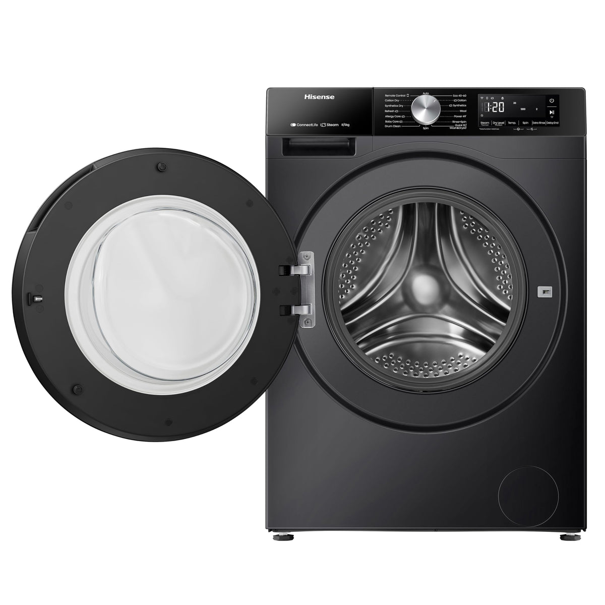 Hisense 3S Series Washer Dryer - 8kg/5kg, 1400 RPM, WiFi Connected, Black