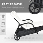 Outsunny Rattan Sun Loungers, Set of 2 - With Side Table, Black