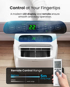 Pro Breeze 4-in-1 Powerful Portable Air Conditioner 12,000 BTU - Smart Home WiFi Compatible
