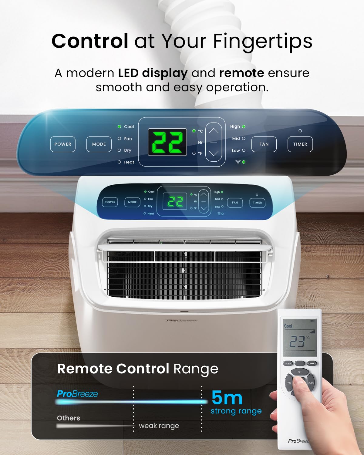 Pro Breeze 4-in-1 Powerful Portable Air Conditioner 12,000 BTU - Smart Home WiFi Compatible