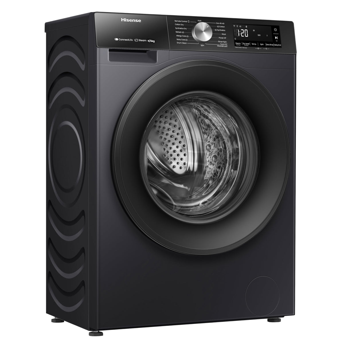Hisense 3S Series Washer Dryer - 8kg/5kg, 1400 RPM, WiFi Connected, Black