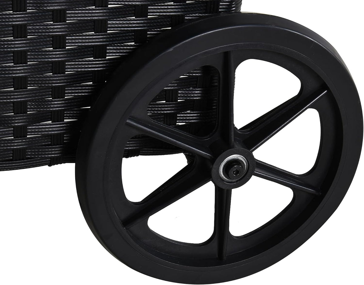 Outsunny Rattan Sun Loungers, Set of 2 - With Side Table, Black