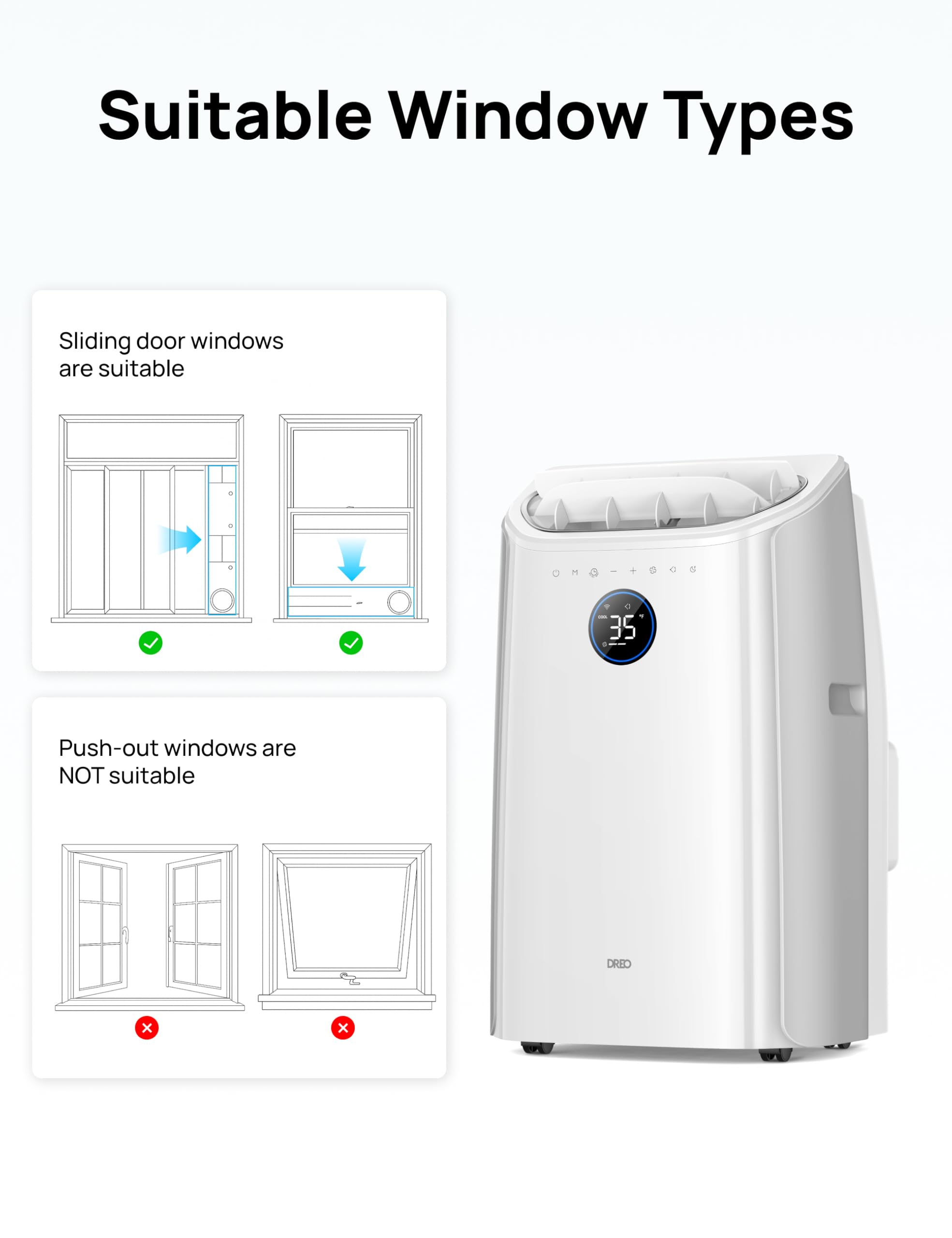 DREO 12000 BTU Portable Air Conditioner, 3-in-1 Cool/Fan/Dry Quiet AC Unit for Bedroom