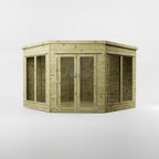 Waltons Wooden Corner Summerhouse - Shiplap Tongue & Groove, Flat Roof, Double Door, 8 x 8 ft
