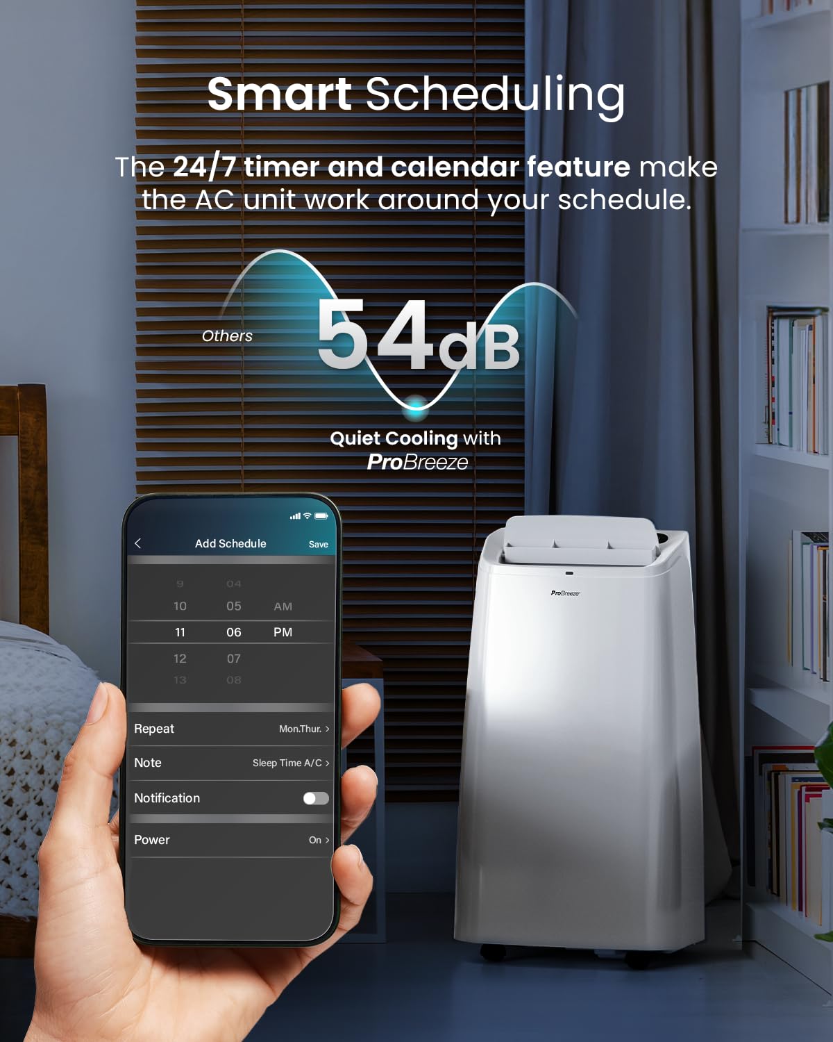 Pro Breeze 4-in-1 Powerful Portable Air Conditioner 12,000 BTU - Smart Home WiFi Compatible