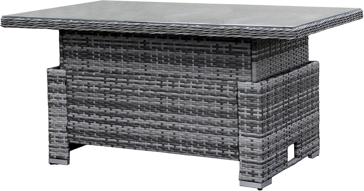 Goods Emporium Rattan Garden Furniture Set, 9-Seater - Rising Table, Left/Right Hand Configurable, Dark Grey