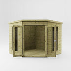 Waltons Wooden Corner Summerhouse - Shiplap Tongue & Groove, Flat Roof, Double Door, 8 x 8 ft