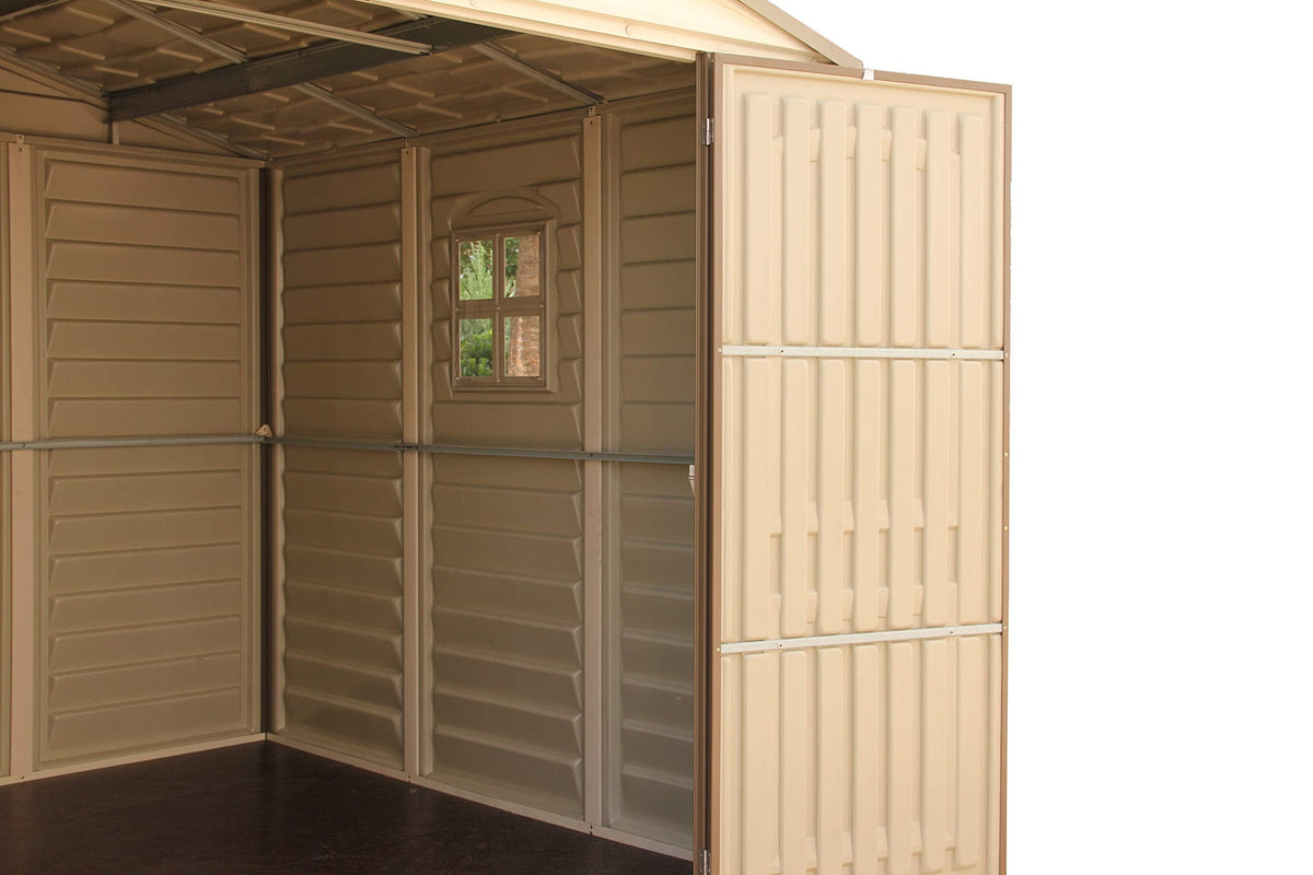 Duramax WoodSide Plastic Garden Shed - 10 x 8 ft (8.02 m2), Beige/Brown