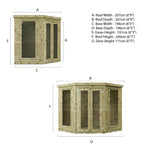 Waltons Wooden Corner Summerhouse - Shiplap Tongue & Groove, Flat Roof, Double Door, 8 x 8 ft