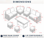 Goods Emporium Rattan Garden Furniture Set, 9-Seater - Rising Table, Left/Right Hand Configurable, Dark Grey