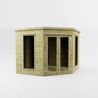 Waltons Wooden Corner Summerhouse - Shiplap Tongue & Groove, Flat Roof, Double Door, 8 x 8 ft