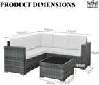 rattanstar Rattan Garden Furniture Set, 5-Seater - Corner Sofa with Glass-Top Coffee Table
