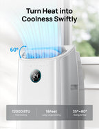 DREO 12000 BTU Portable Air Conditioner, 3-in-1 Cool/Fan/Dry Quiet AC Unit for Bedroom
