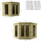 Waltons Wooden Corner Summerhouse - Shiplap Tongue & Groove, Flat Roof, Double Door, 8 x 8 ft