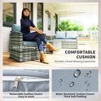 Outsunny Rattan Garden Furniture Set, 7-Seater - 6-Piece, Cushions, Grey