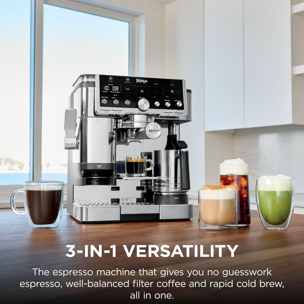 Ninja Luxe Premier Coffee Machine - 3-in-1 Espresso/Cold Brew/Filter, Black