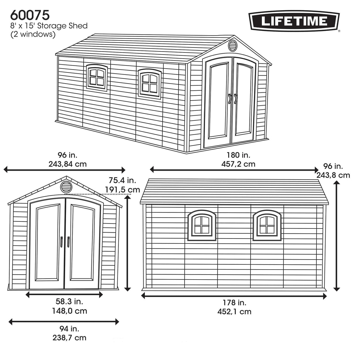 Lifetime 60310 Garden Storage Shed - 7 x 9.5 ft (213 x 289cm), HDPE, Tan
