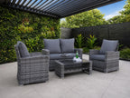 Goods Emporium Rattan Garden Furniture Set, 4-Seater - Outdoor Sofa Set, Dark Grey