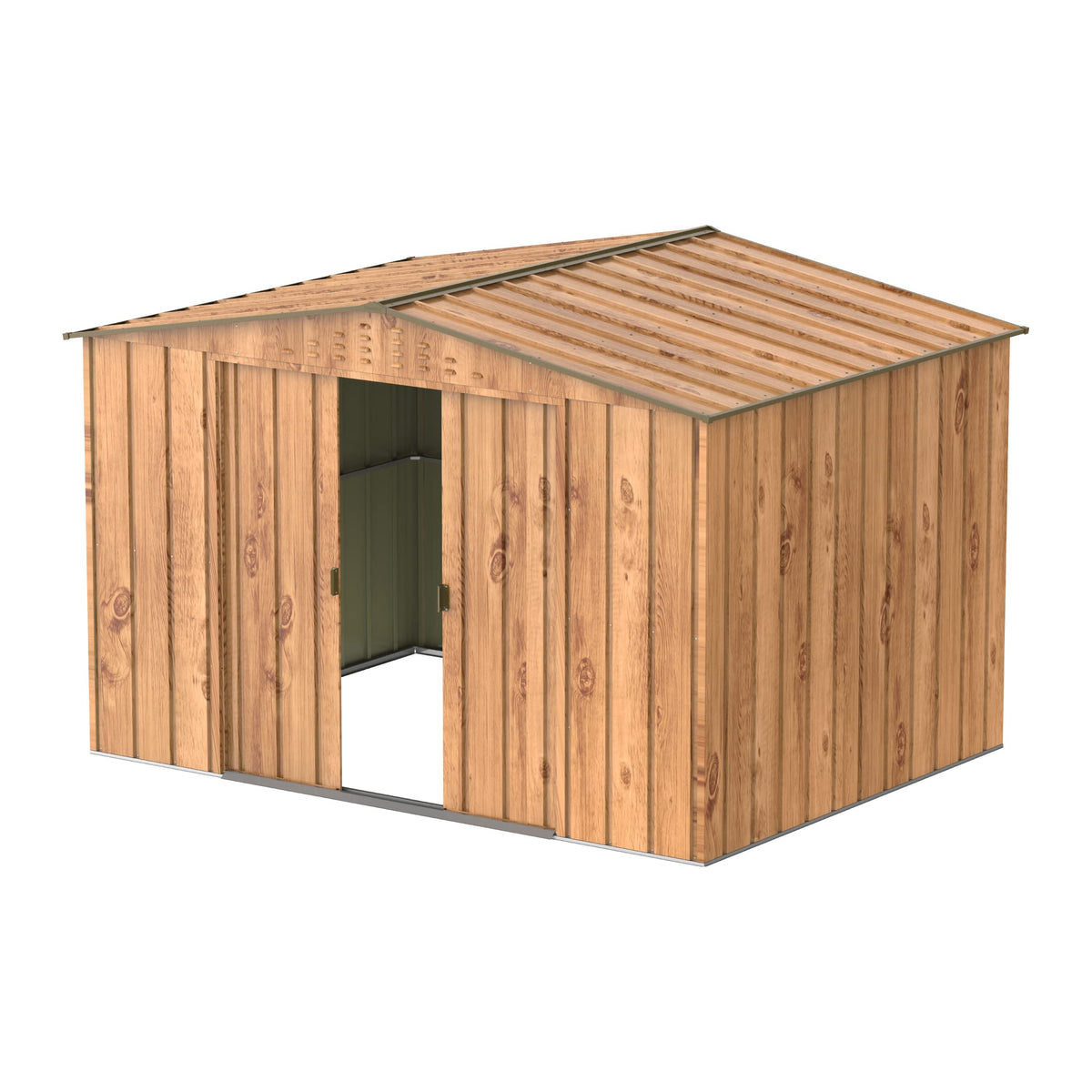 Duramax TOP Metal Garden Shed - 10 x 8 ft (7.83 m2), Galvanized Steel, Woodgrain