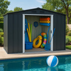 Duramax ECO Metal Garden Shed - 10 x 8 ft (7.80 m2), Galvanized Steel, Anthracite