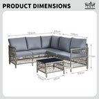 rattanstar Rattan Garden Furniture Set, 5-Seater - Corner Sofa with Glass-Top Coffee Table