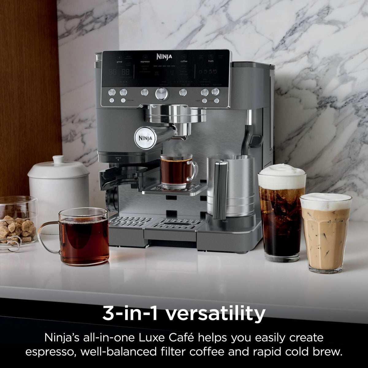 Ninja Luxe Premier Coffee Machine - 3-in-1 Espresso/Cold Brew/Filter, Black