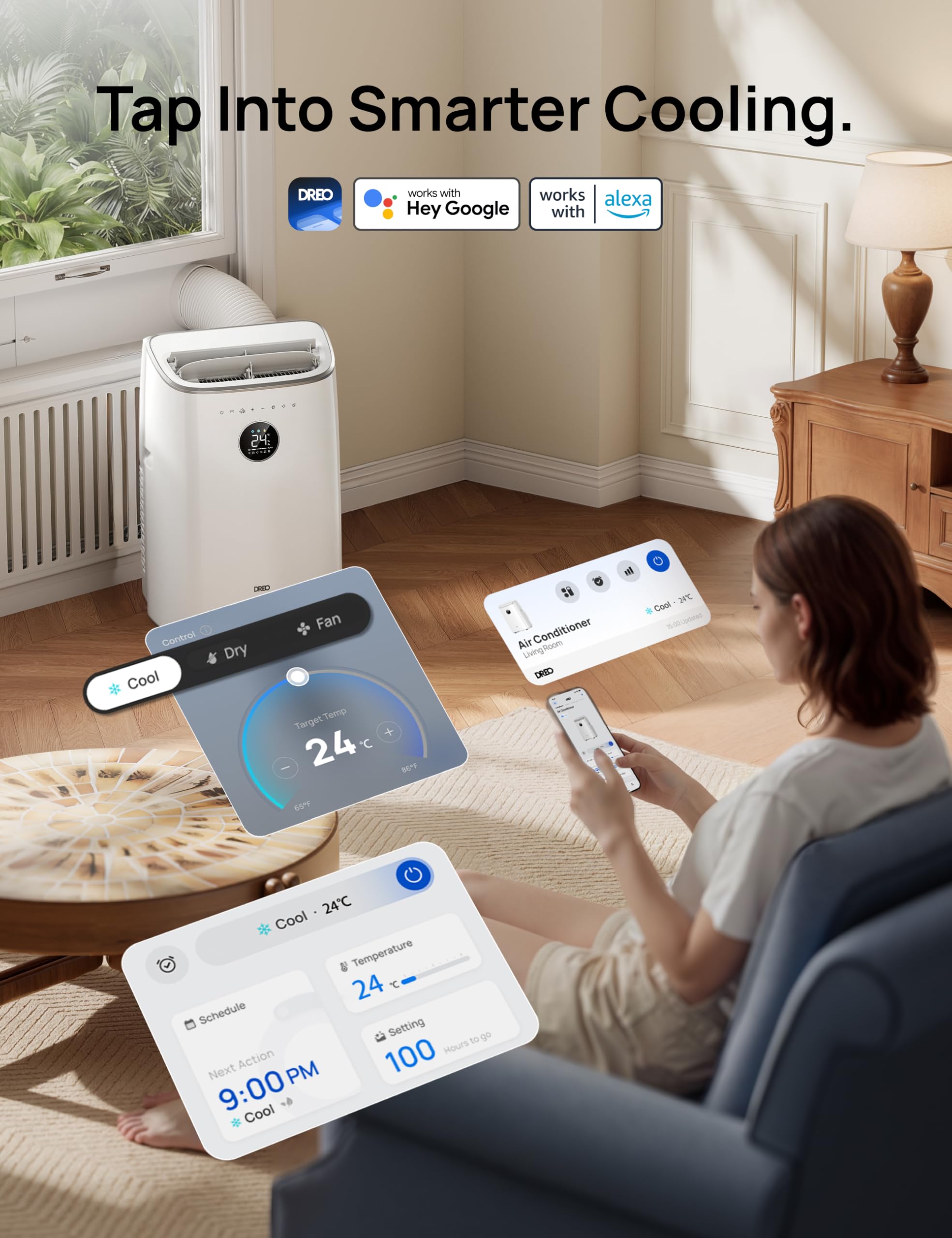 DREO 7500 BTU Portable Air Conditioner, 3-in-1 Cool/Fan/Dry Quiet AC Unit for Bedroom