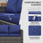 Outsunny Rattan Garden Furniture Set, 7-Seater - 6-Piece, Cushions, Grey