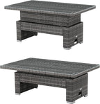 Goods Emporium Rattan Garden Furniture Set, 9-Seater - Height-Adjustable Rising Table, Dark Grey