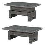 Goods Emporium Rattan Garden Furniture Set, 9-Seater - Height-Adjustable Rising Table, Dark Grey