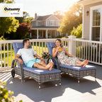 Outsunny Rattan Sun Loungers, Set of 2 - With Side Table, Black