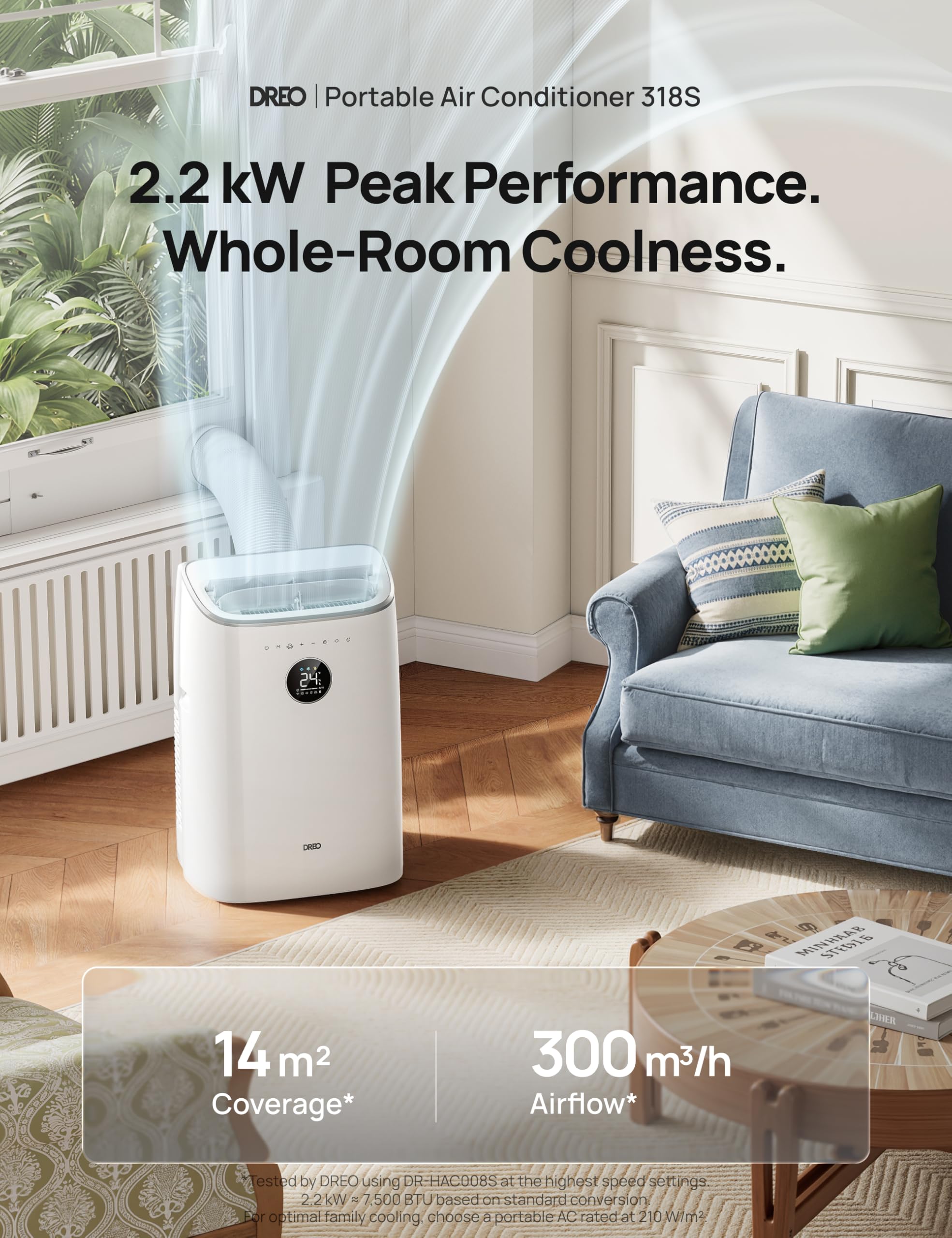 DREO 7500 BTU Portable Air Conditioner, 3-in-1 Cool/Fan/Dry Quiet AC Unit for Bedroom