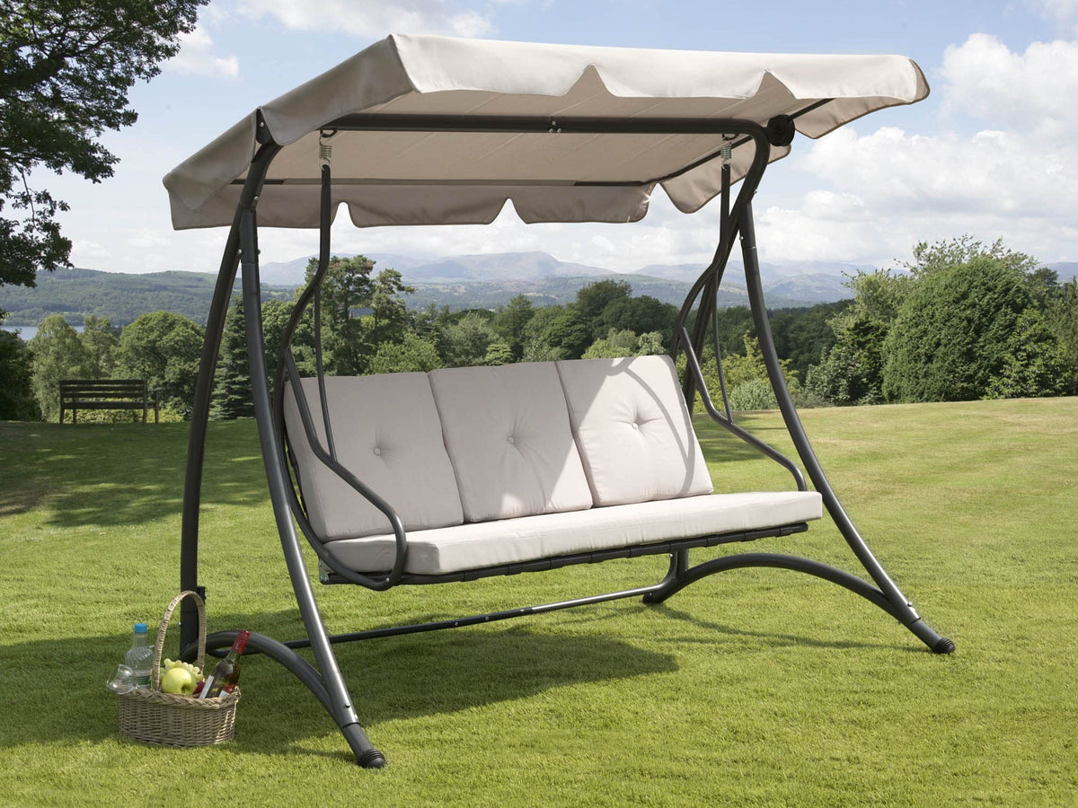 Garden Store Direct Somerset Swing Chair, 3-Seater - Hammock Bench, Grey