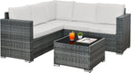 rattanstar Rattan Garden Furniture Set, 5-Seater - Corner Sofa with Glass-Top Coffee Table