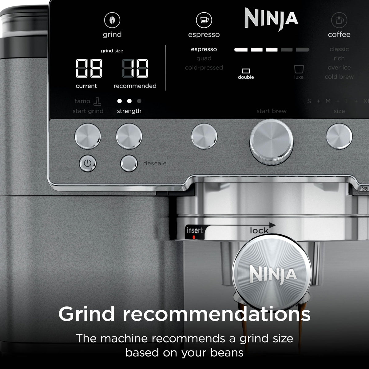 Ninja Luxe Premier Coffee Machine - 3-in-1 Espresso/Cold Brew/Filter, Black