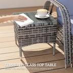 Outsunny Rattan Sun Loungers, Set of 2 - With Side Table, Black