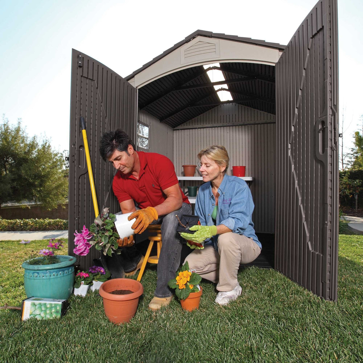 Lifetime 60310 Garden Storage Shed - 7 x 9.5 ft (213 x 289cm), HDPE, Tan