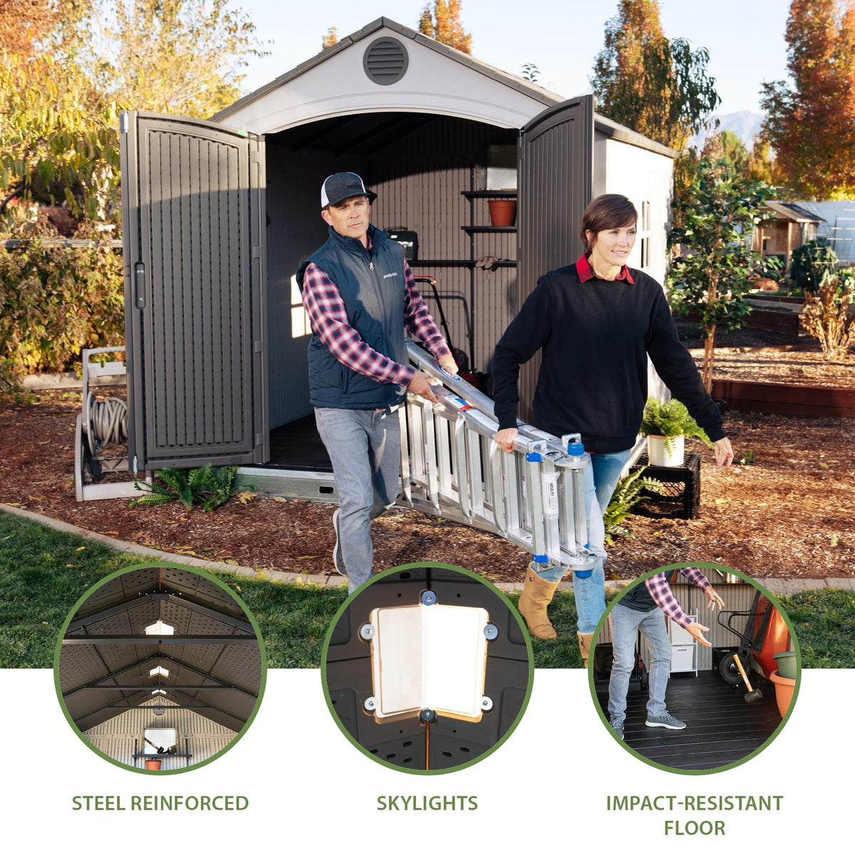 Lifetime 60310 Garden Storage Shed - 7 x 9.5 ft (213 x 289cm), HDPE, Tan