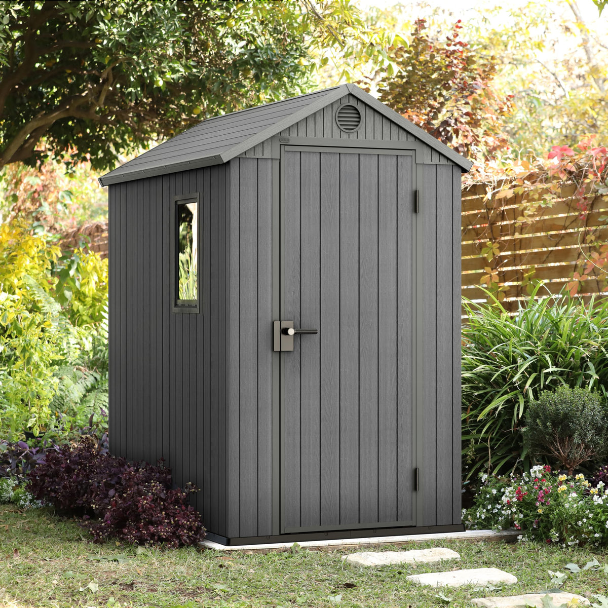 Keter Darwin Apex Garden Shed, Single Door - 6 x 4 ft, Grey