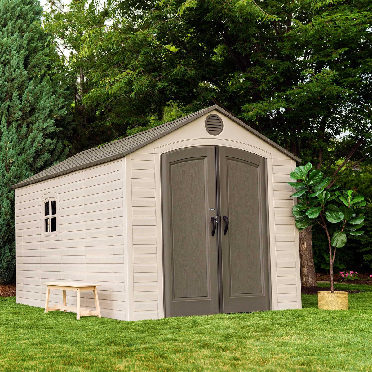 Lifetime 60310 Garden Storage Shed - 7 x 9.5 ft (213 x 289cm), HDPE, Tan