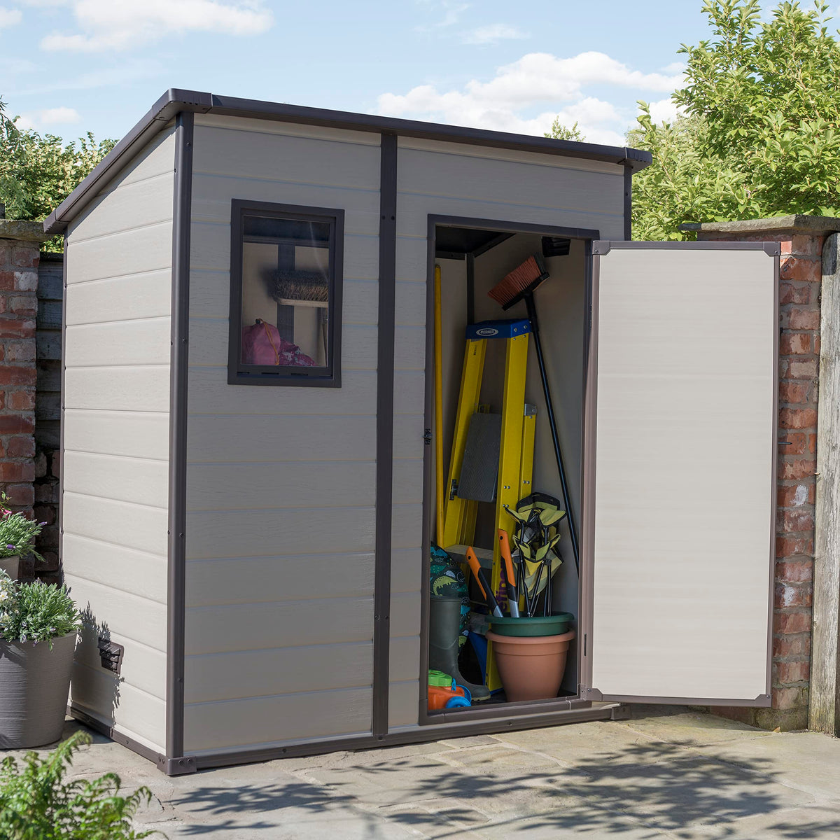 Keter Manor Pent Garden Shed, Single Door - 6 x 4 ft, Beige