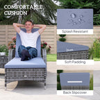 Outsunny Rattan Sun Loungers, Set of 2 - With Side Table, Black